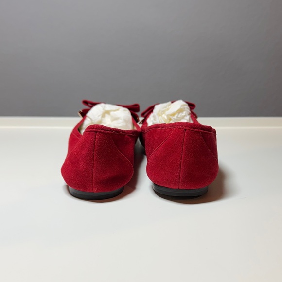 Michael Kors Red Suede Flats with Bow - Picture 3 of 5
